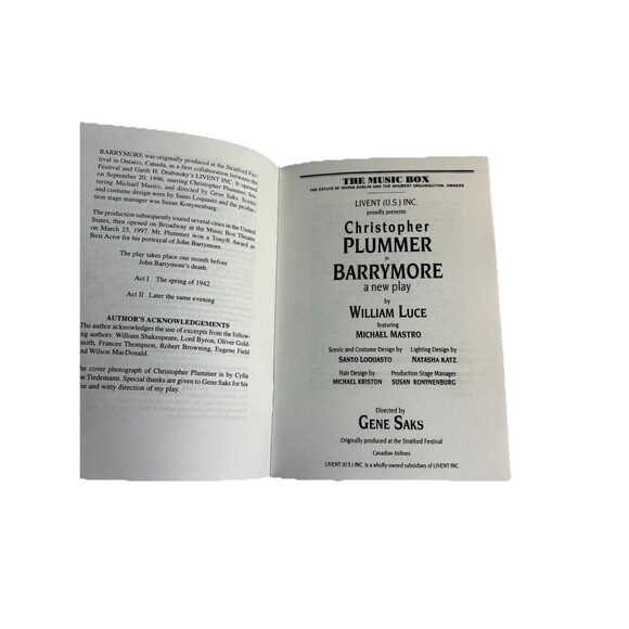 Vintage 1998 Barrymore A Play by William Luce-The Samuel French Theater - Picture 6 of 6